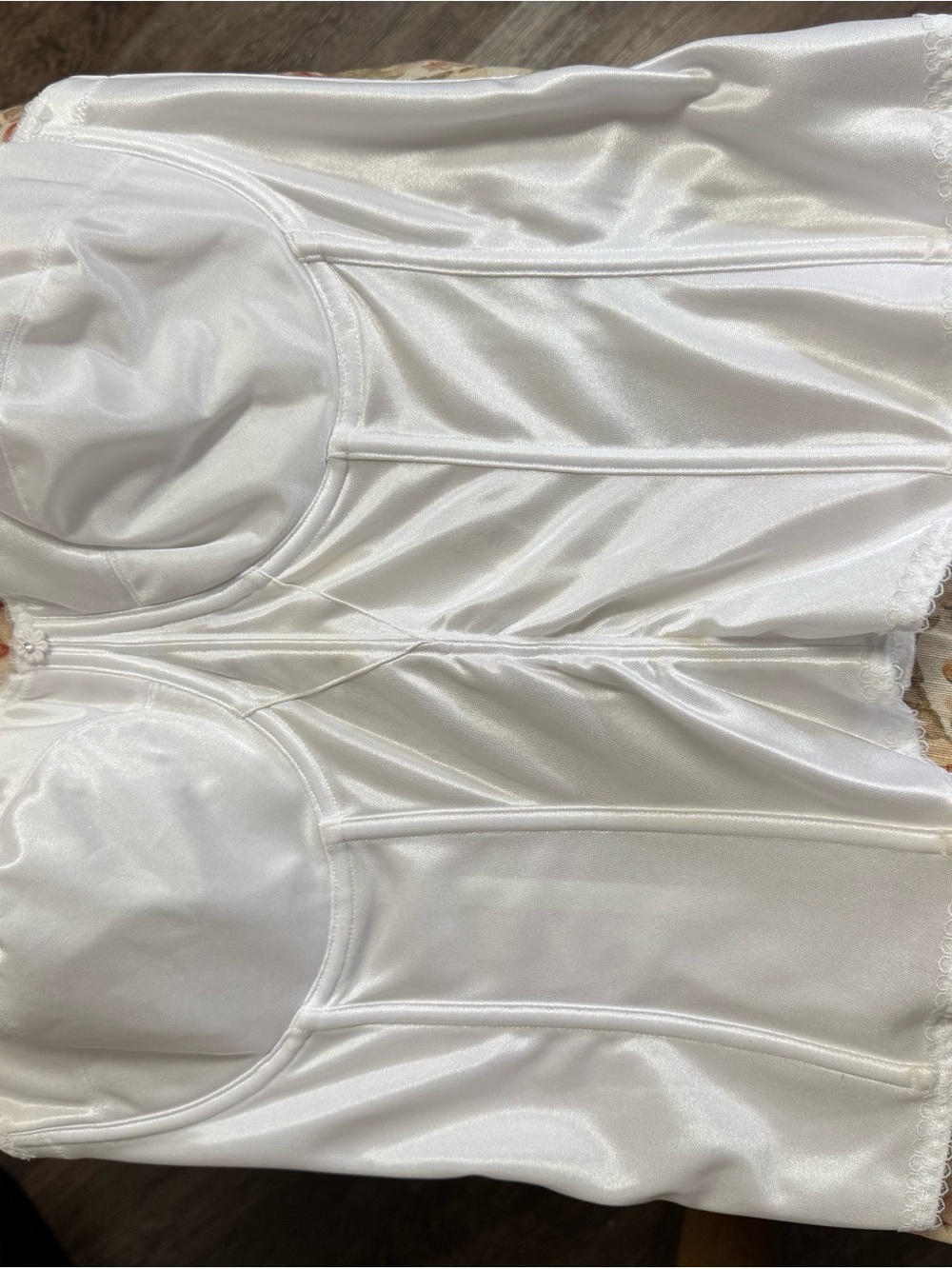 Dominique White Satin Longline Bustier